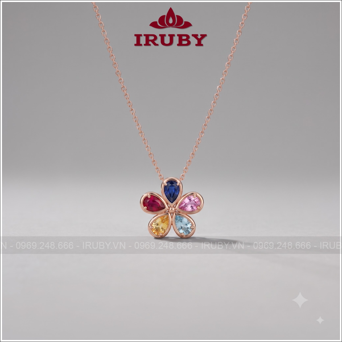 Mặt dây chuyền Sapphire ngũ sắc - Sapphire Pendant - IRMD48 ảnh 3 Mặt dây chuyền Sapphire ngũ sắc - Sapphire Pendant - IRMD48 ảnh 3