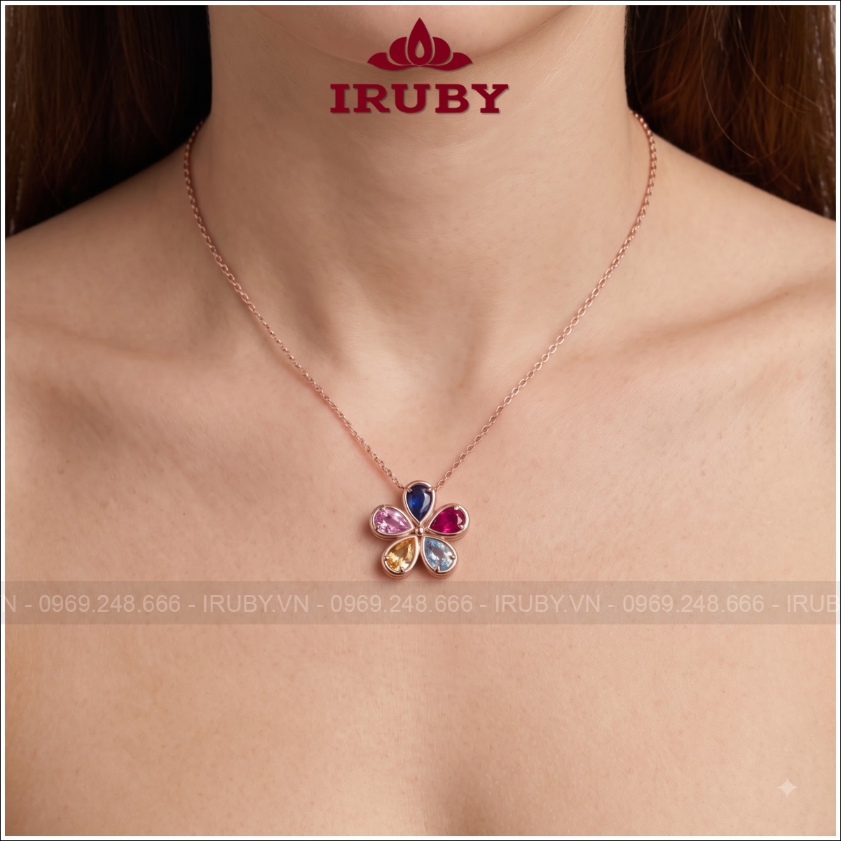 Mặt dây chuyền Sapphire ngũ sắc - Sapphire Pendant - IRMD48 ảnh 4 Mặt dây chuyền Sapphire ngũ sắc - Sapphire Pendant - IRMD48 ảnh 4