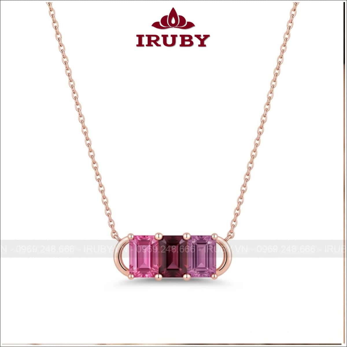 Mặt dây chuyền Spinel ba màu vàng hồng – Tricolor Spinel Pendant – IRMD51