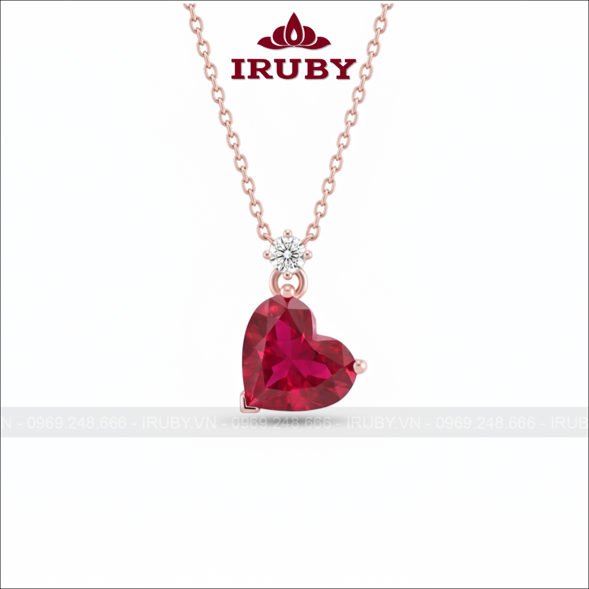 Mặt dây chuyền Spinel đỏ trái tim – Red Spinel Heart Pendant – IRMD47