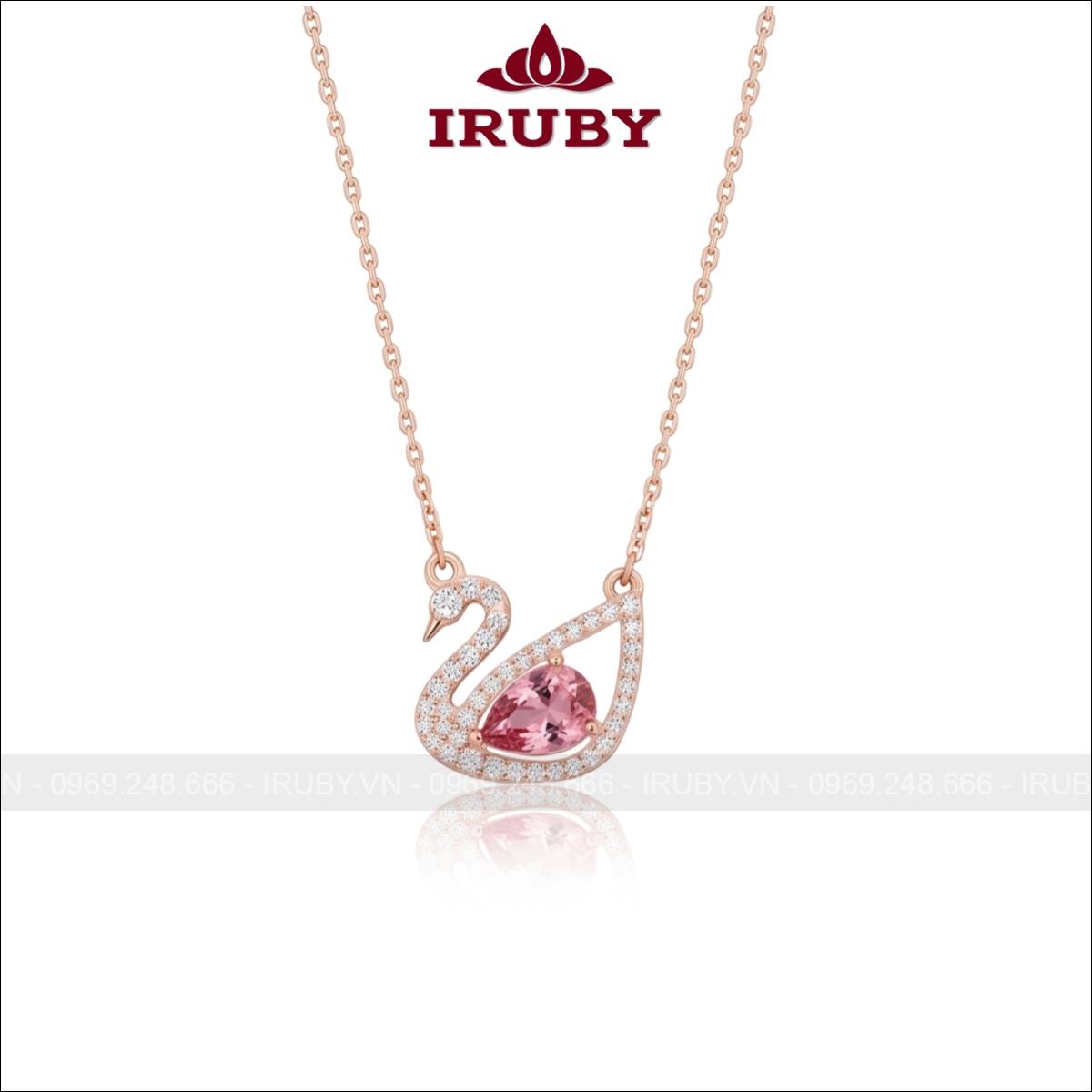 Mặt dây chuyền Sapphire Thiên Nga Hồng – Pink Swan Pendant – IRMD45