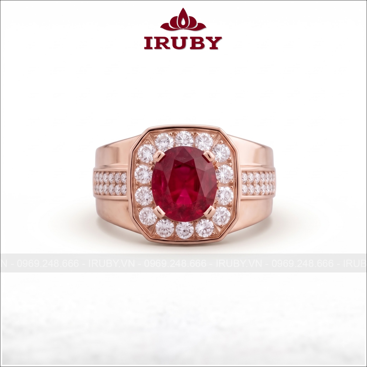 Nhẫn nam Ruby đỏ vàng hồng sang trọng – Ruby Men’s Ring – IRNA67