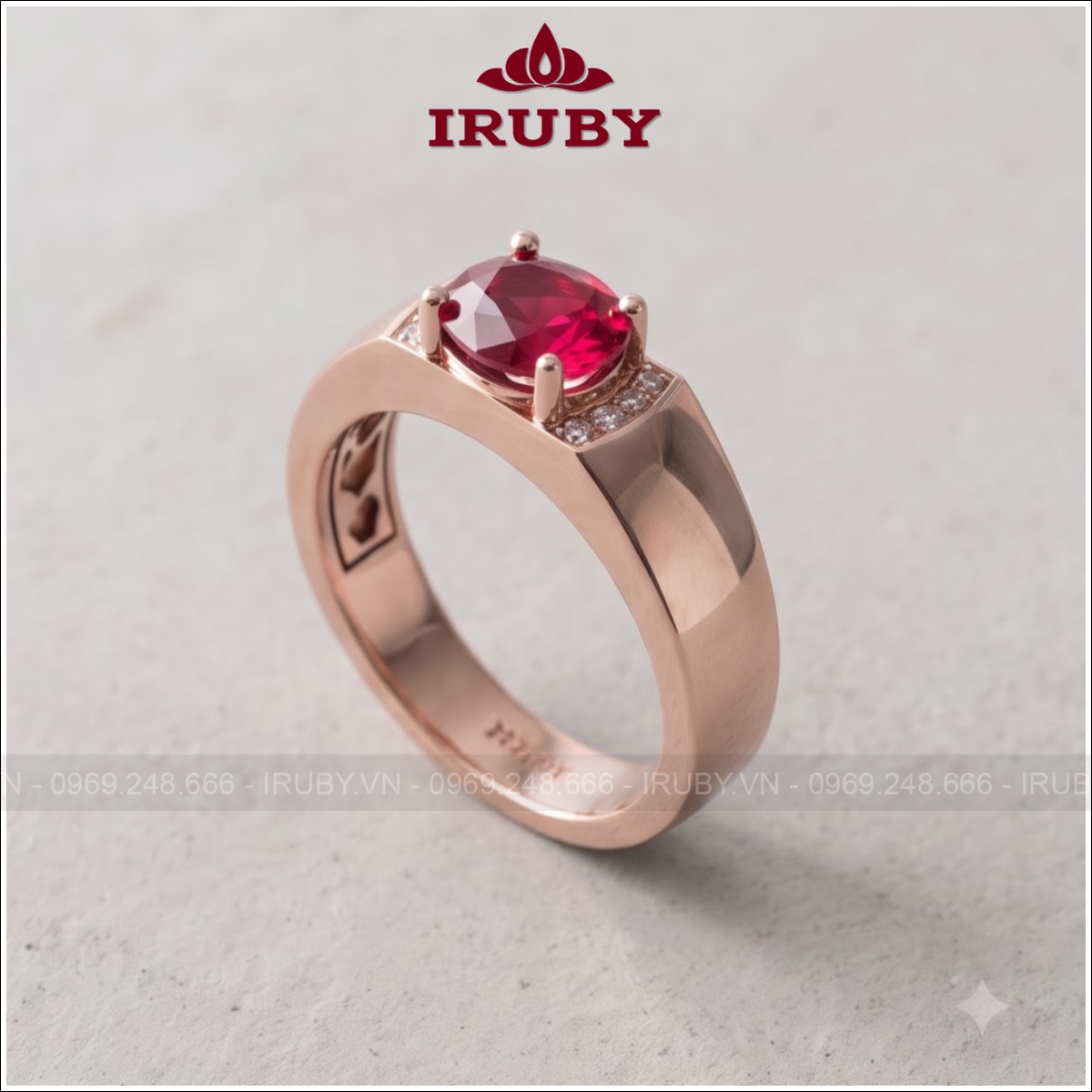 Nhẫn nam Spinel đỏ Oval đính đá – Spinel Men's Ring – IRNA71 ảnh 1