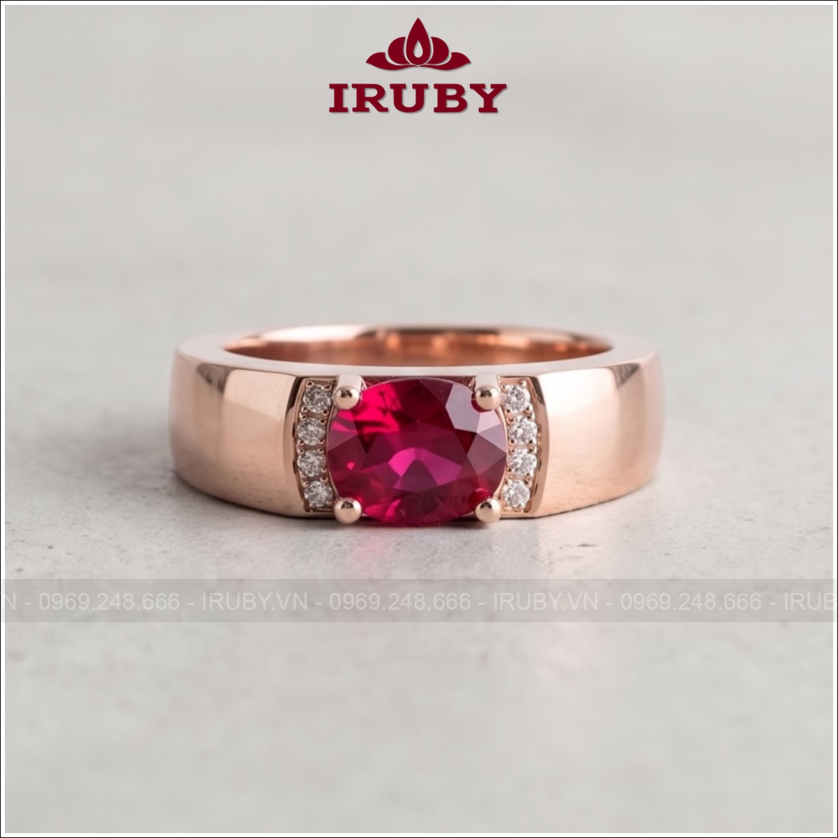 Nhẫn nam Spinel đỏ Oval đính đá – Spinel Men's Ring – IRNA71 ảnh 3 Nhẫn nam Spinel đỏ Oval đính đá – Spinel Men's Ring – IRNA71 ảnh 3
