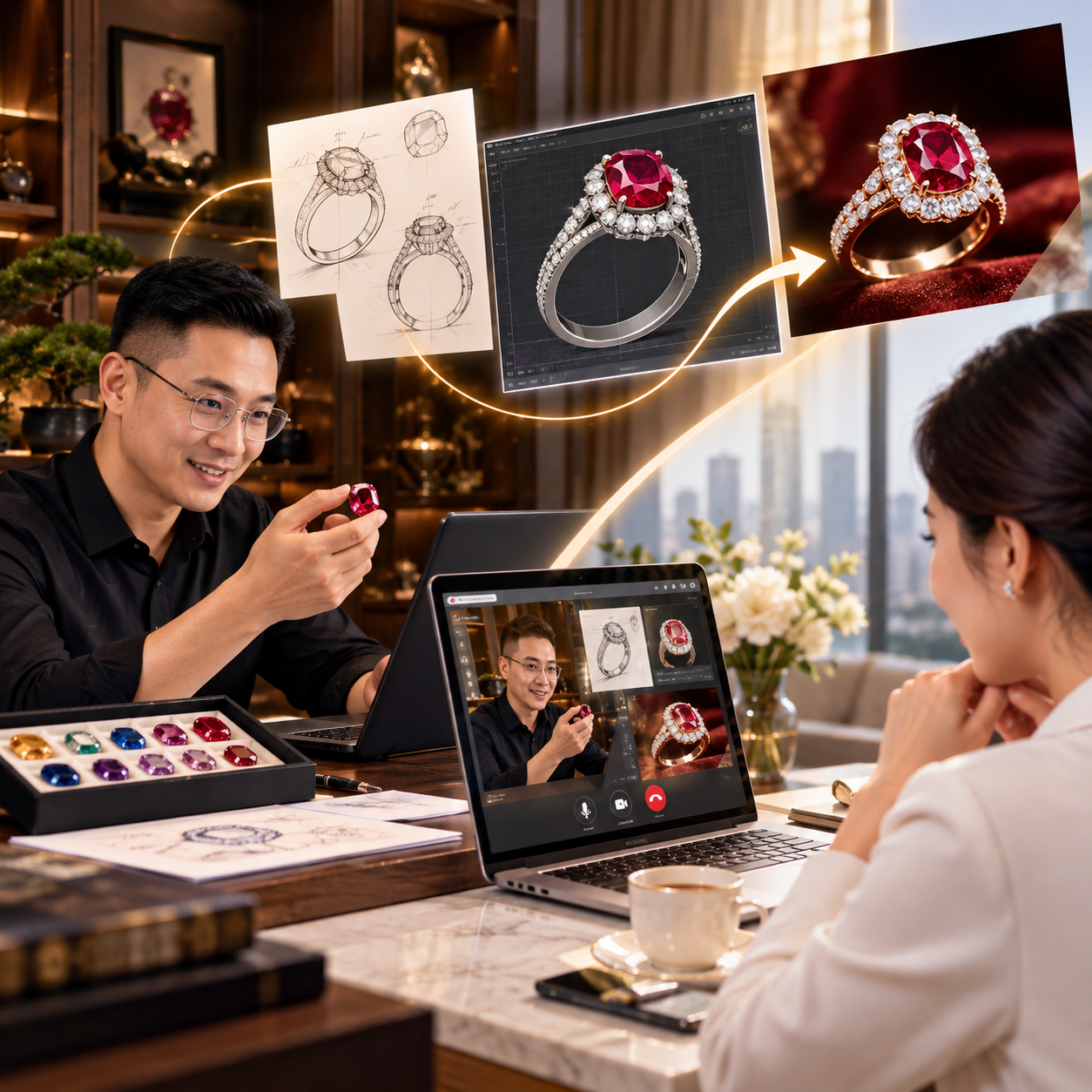 IRuby nhận tư vấn thiết kế từ xa cho quý khách khi có ý tưởng cần lên trang sức đá quý.